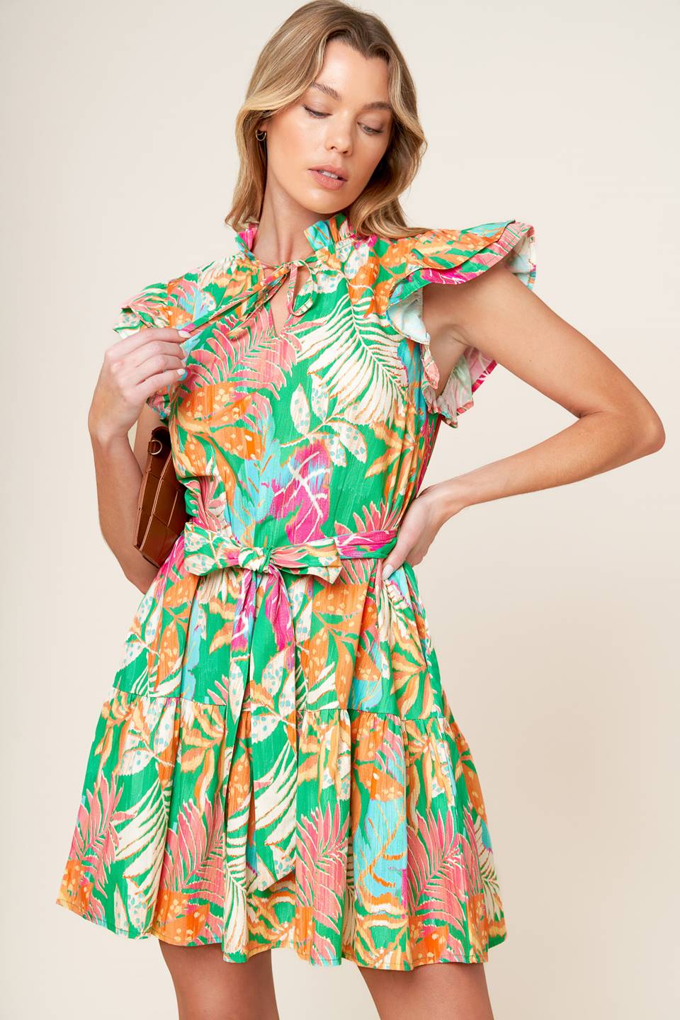SHINE WITH ME WOVEN MINI DRESS Flying Tomato
